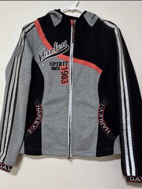 Harley-Davidson Women's Gray, Black & Red Zip Jacket